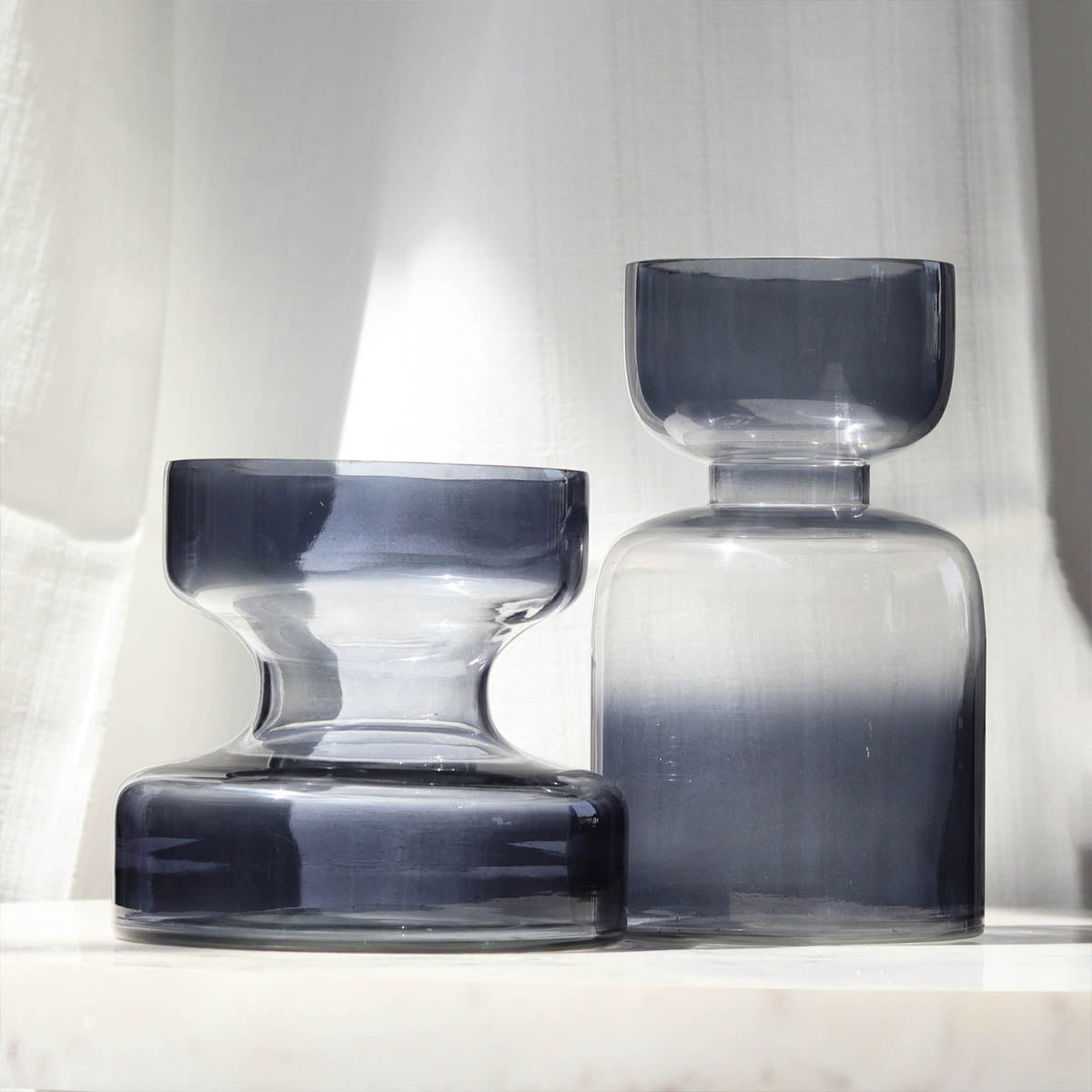 Slate Grey Glass Vase Short