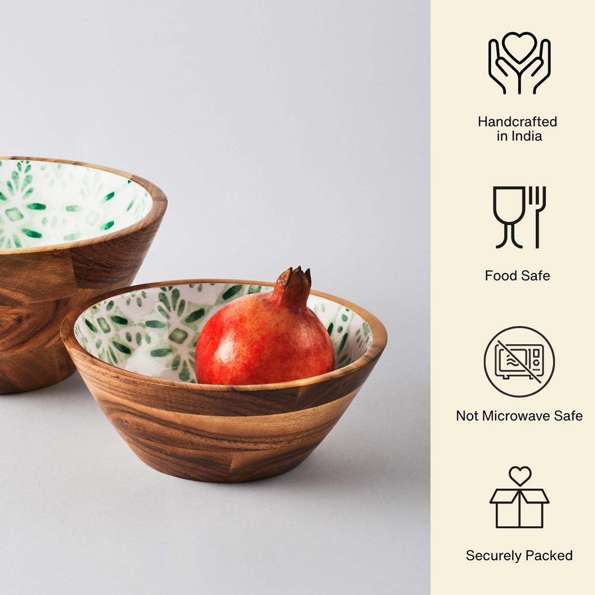 Sigago Wooden Salad Bowl - 8 inches