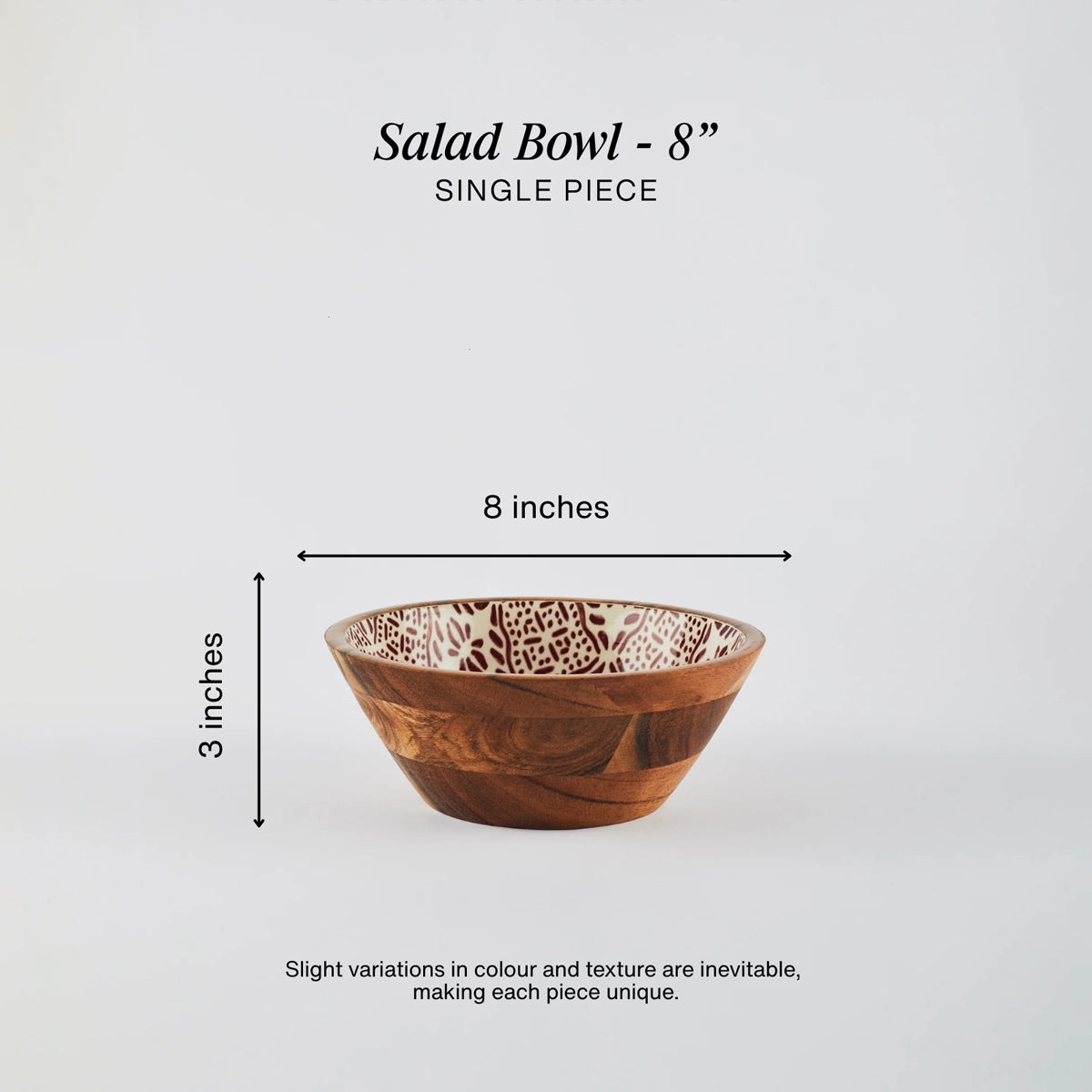 Tuli Wooden Salad Bowl - 8 inches