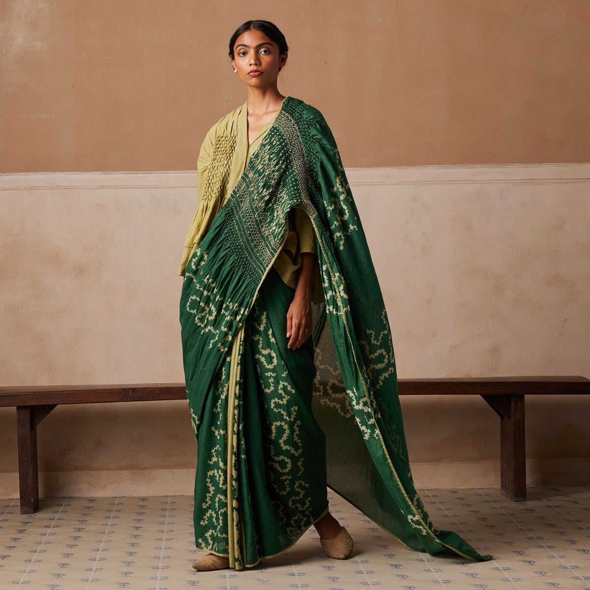 Smocked Saree
Emerald Spiral