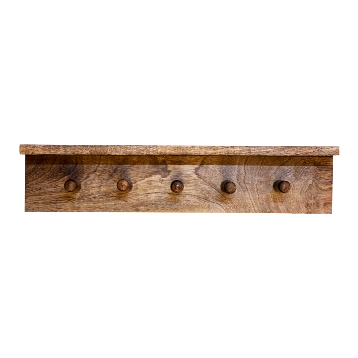 Multi Functional Wood Wall Shelf with Hooks