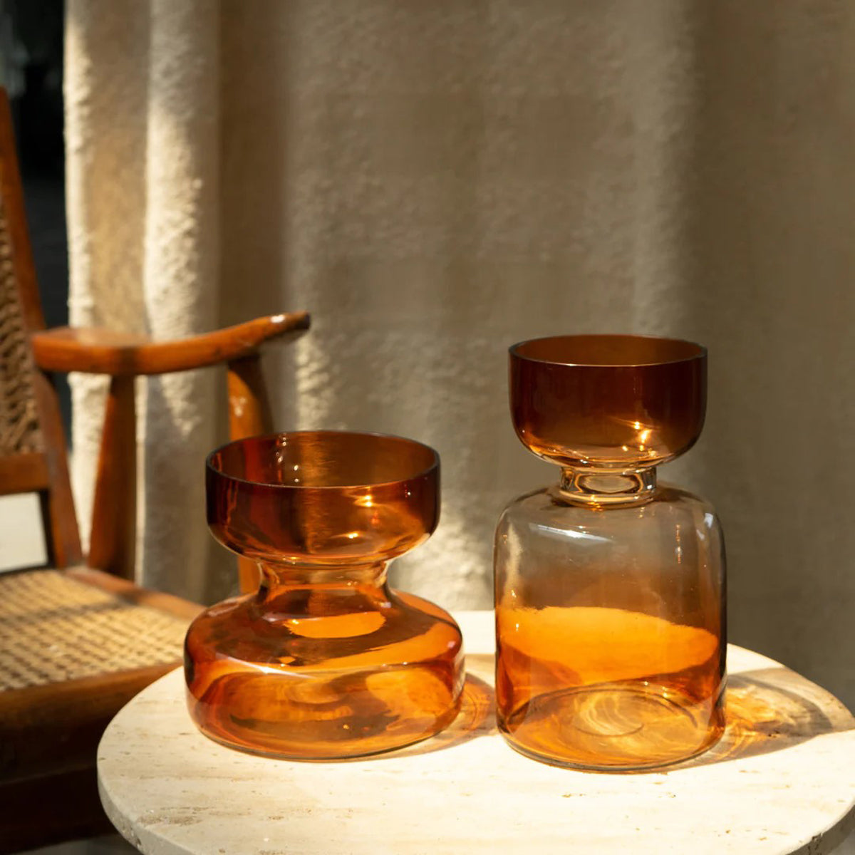 Haze Brown Glass Vase Tall