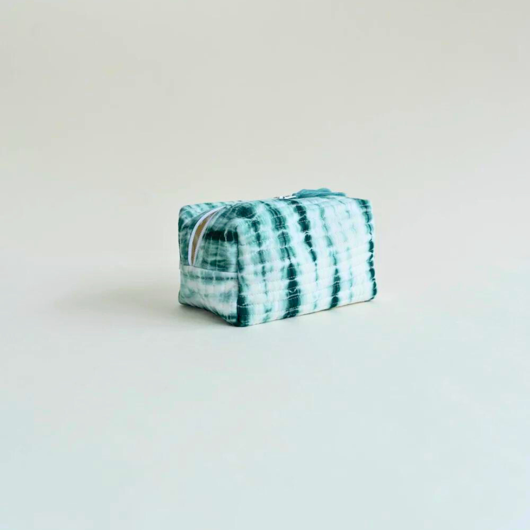 Shibori Quilted Pouches - Set of 2 - Green & Indigo