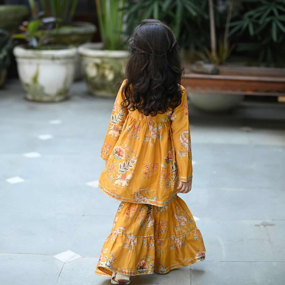Reet Angrakha Sharara Set - Mustard Jungle Reverie