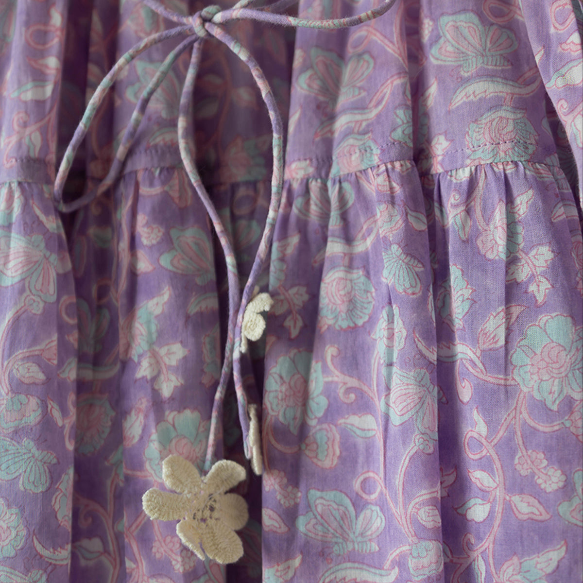Fool'S Paradise Dress In Purple Butterfly Blockprint