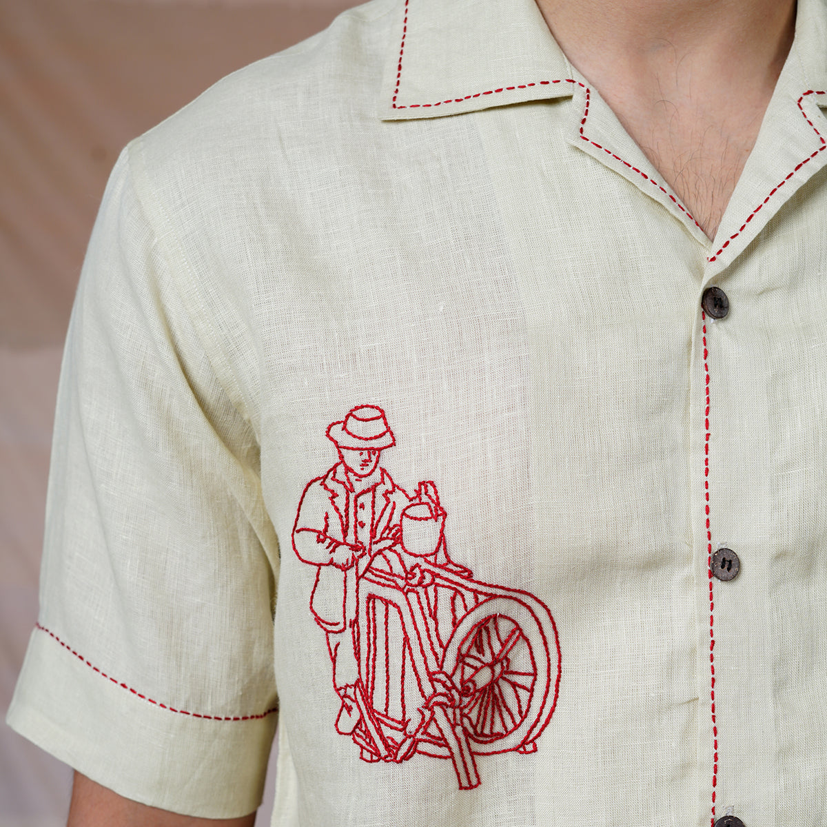 Hands At Work - Hand Embroidered Unisex Linen Shirt