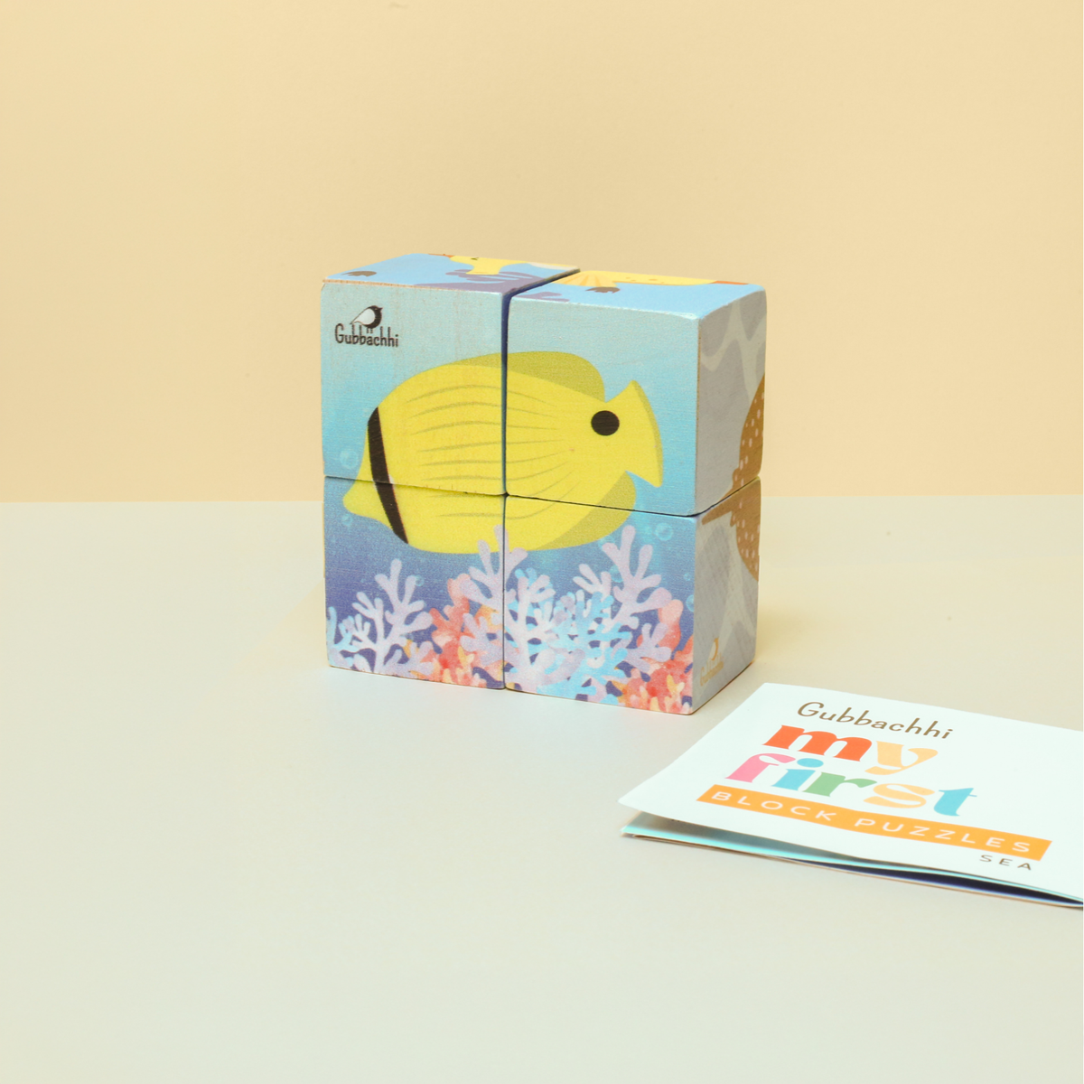 My First Block Puzzles - Sea | Wooden 6-in-1 Puzzle Set (4 Blocks)