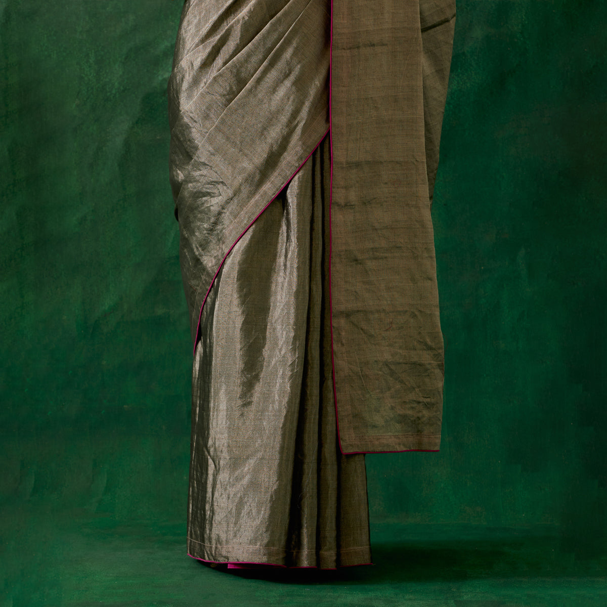 Coordinate Set- Handcrafted Black Silver Zari Silk Saree with Blouse (Set of 2)