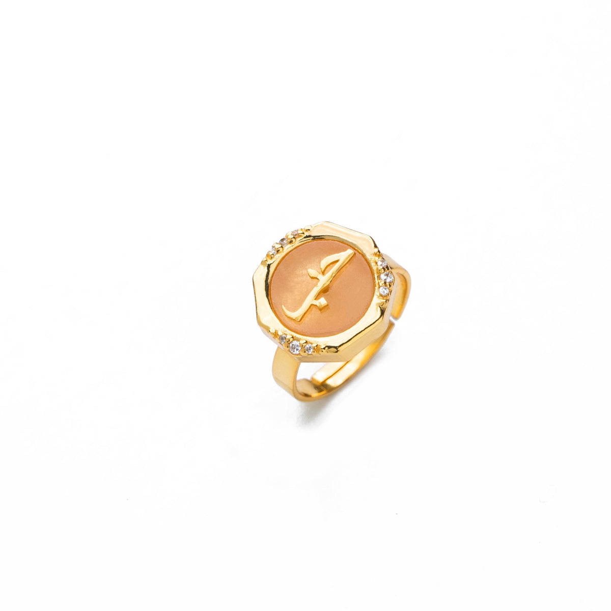 Love Rose Quartz Studded Ring - Adjustable