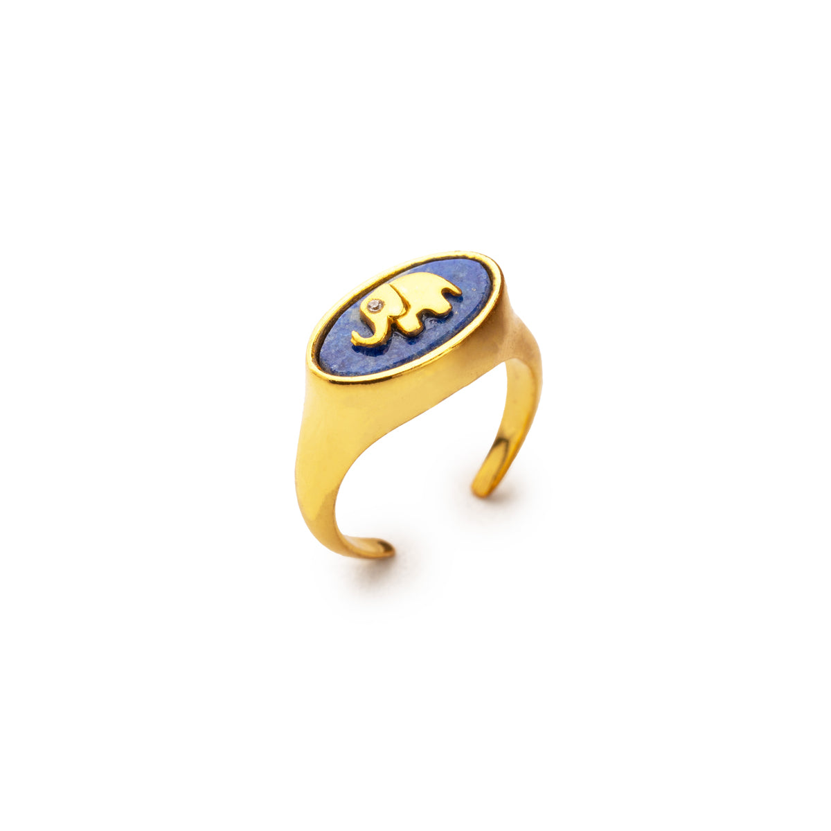 Elephant Lapis Lazuli Signet Ring Adjustable