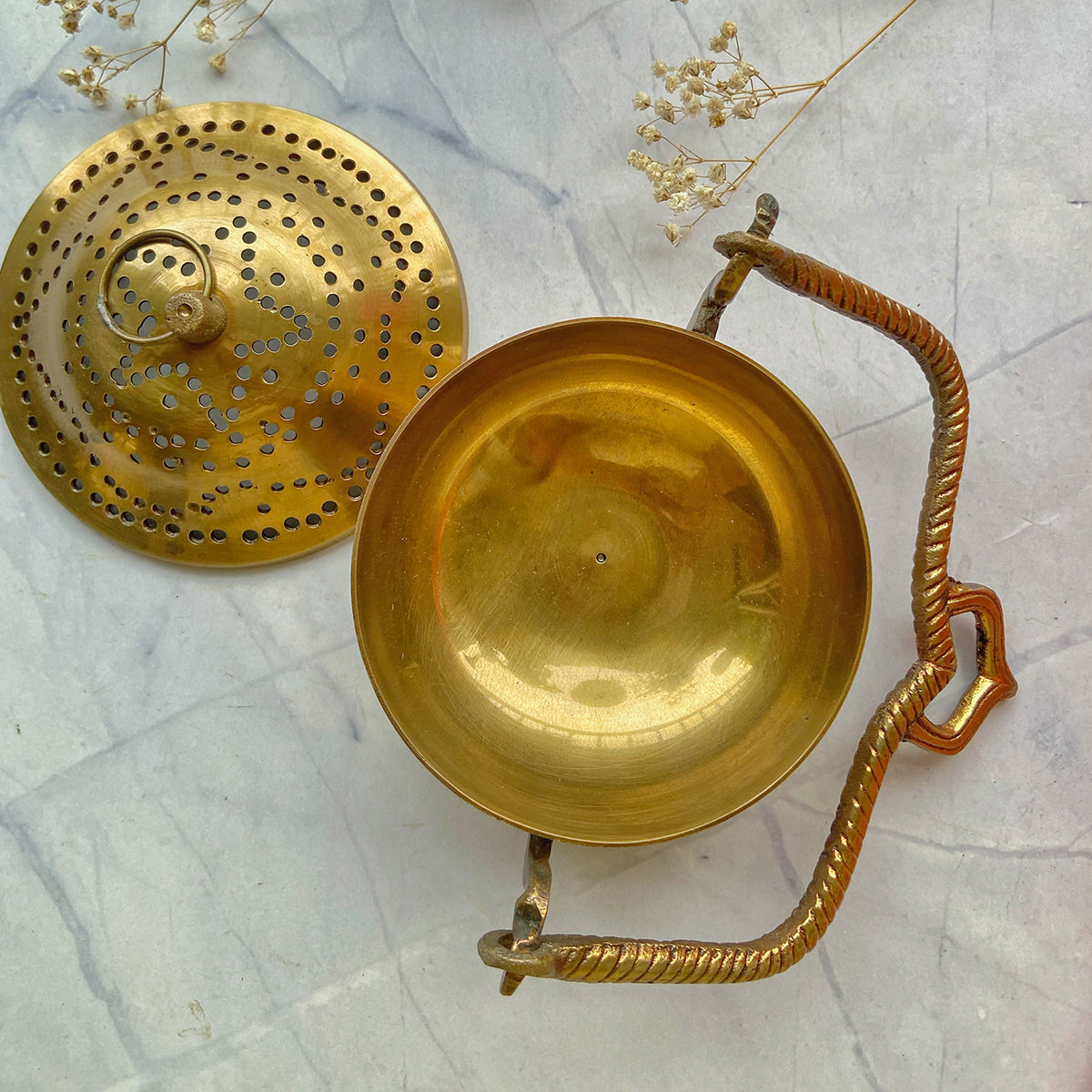 Brass Dhoop Stand | Incense Holder | Antique Gold | 6 inches