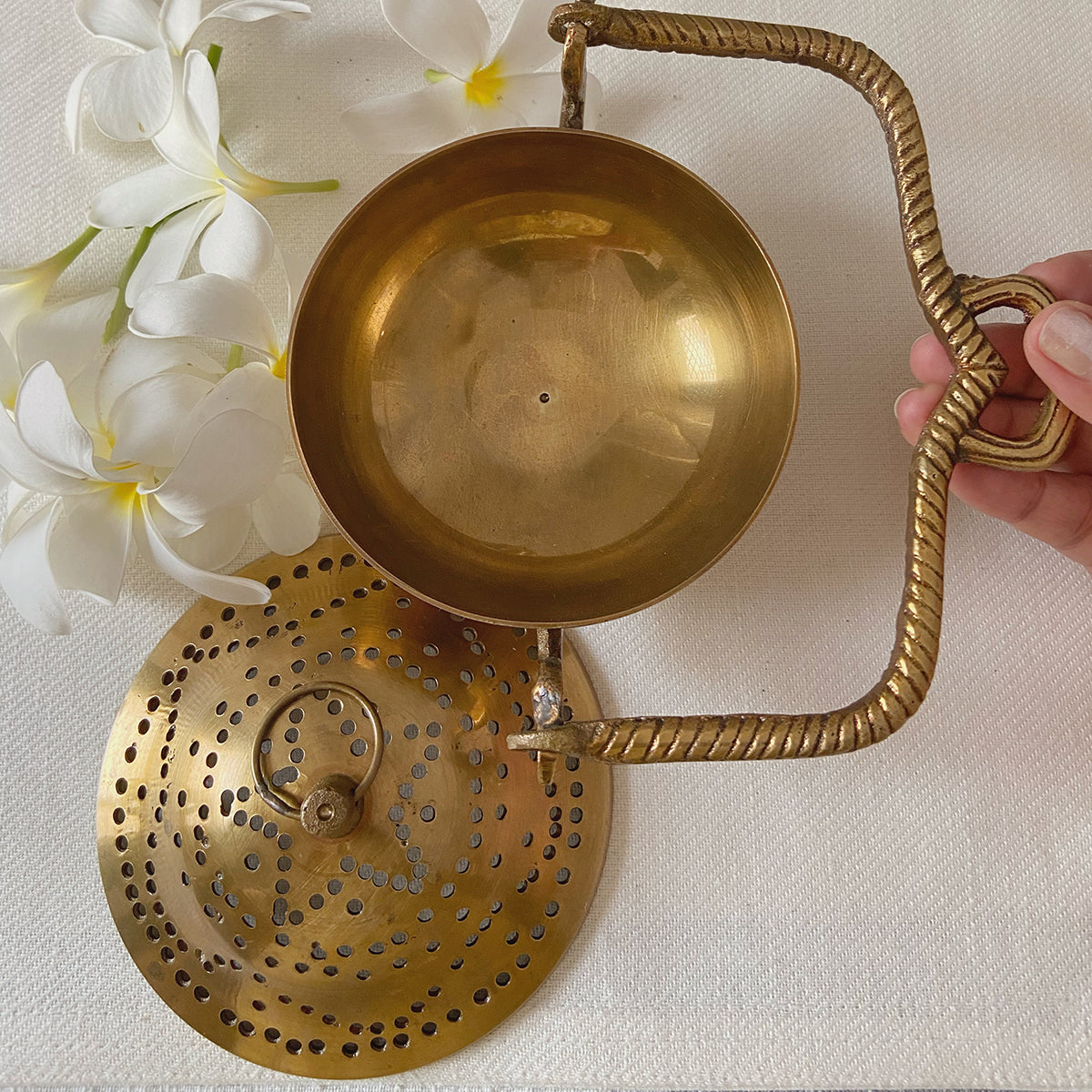 Brass Dhoop Stand | Incense Holder | Antique Gold | 6 inches