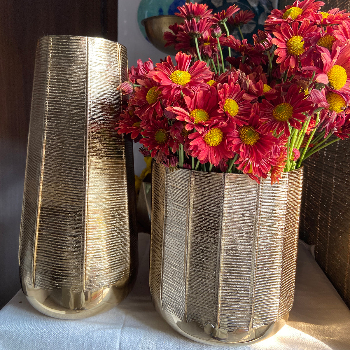 Metal Planter Pot | Textured | Gold | 8 inches
