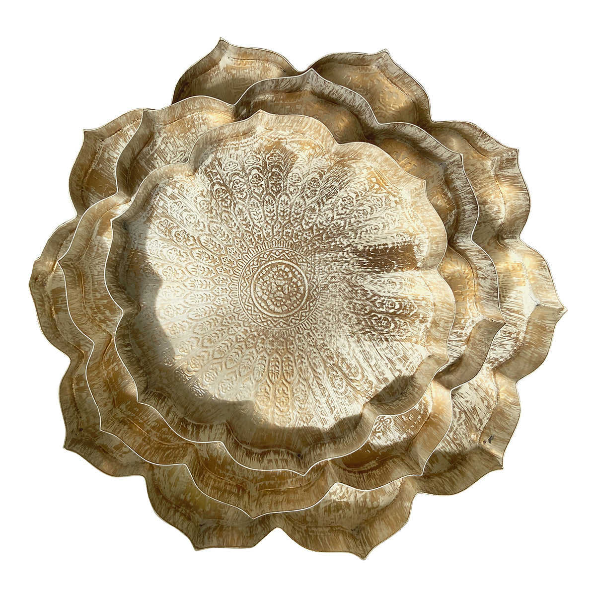 Iron Lotus Urli | Ivory & Gold | Set of 3