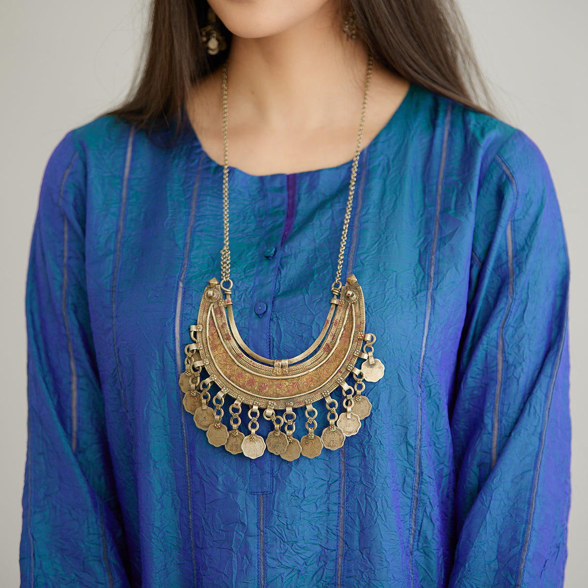 Aloka-Teal Blue Straight Silk Kurta & Pants