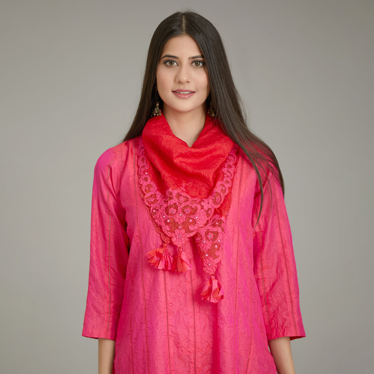 Aloka-Fuchsia Straight Silk Kurta & Pants