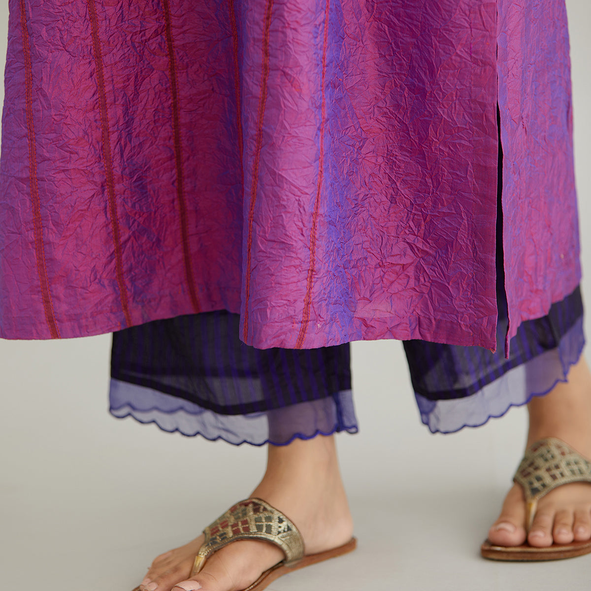 Aloka-Purple Straight Silk Kurta & Pants