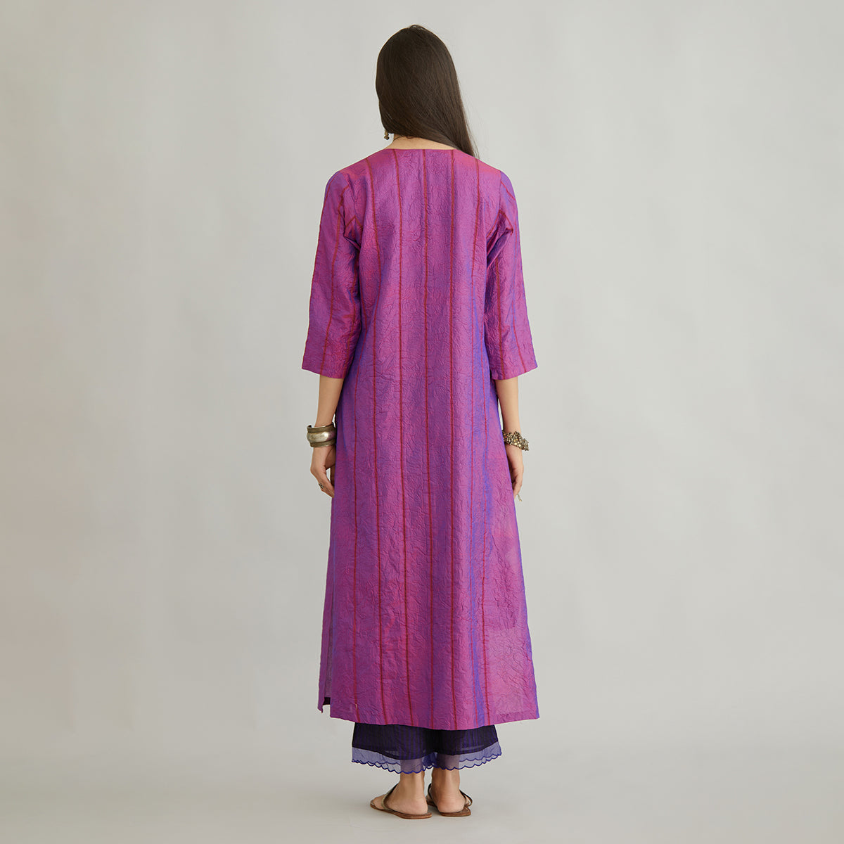 Aloka-Purple Straight Silk Kurta & Pants