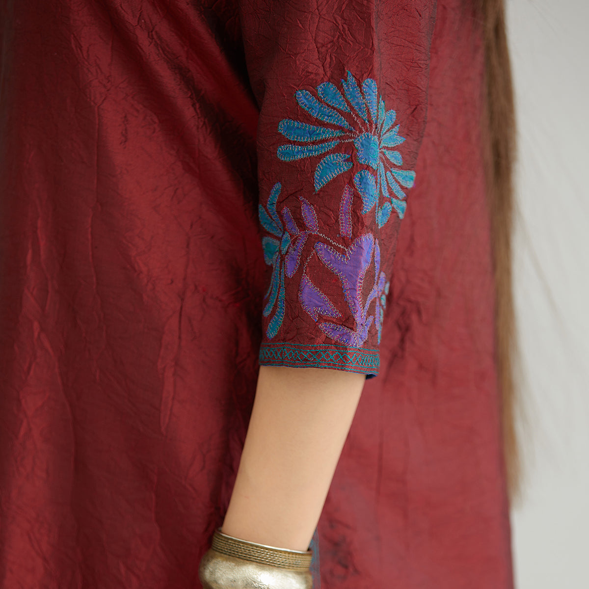 Aloka-Maroon Straight Silk Kurta & Pants