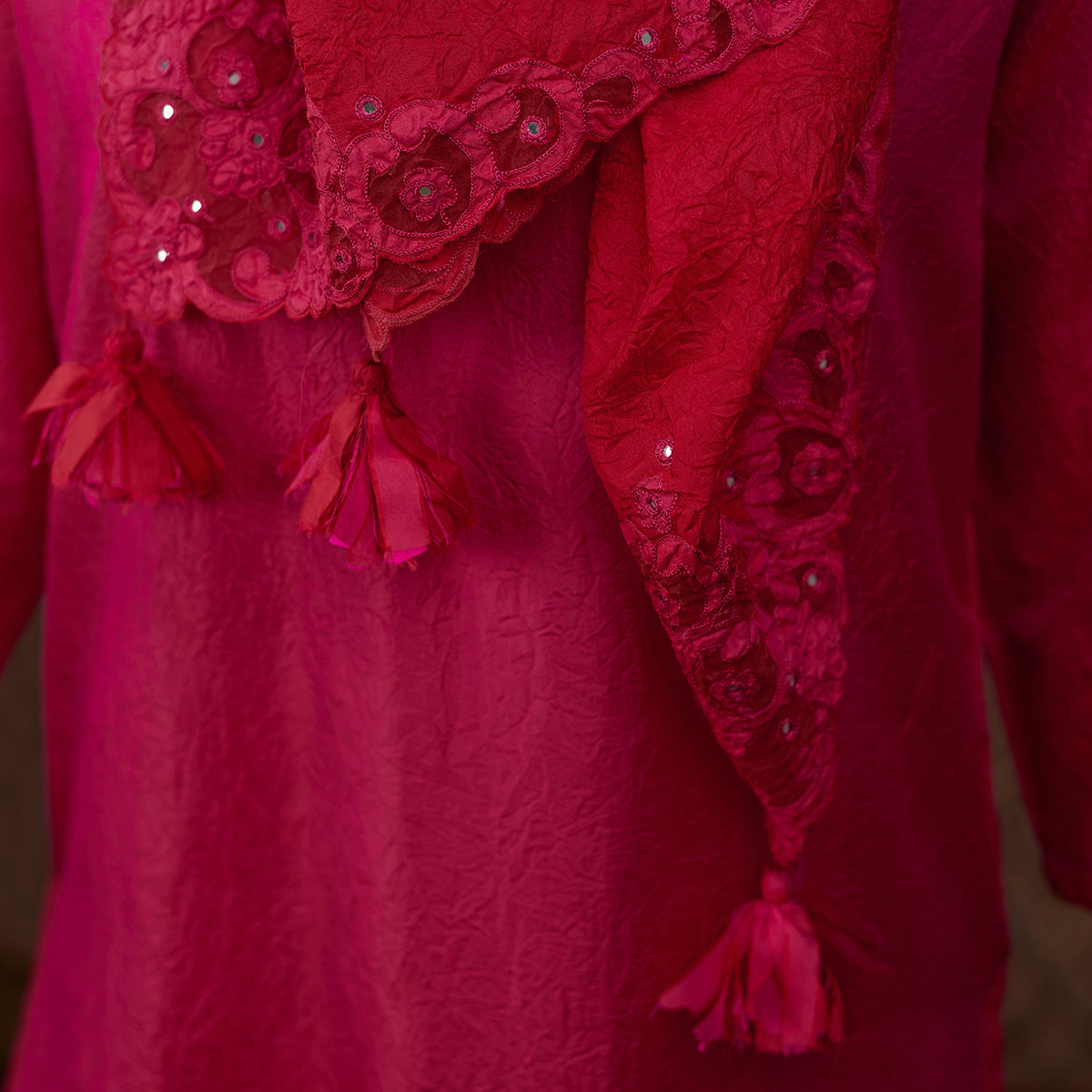 Aloka-Fuchsia Straight Silk Kurta & Pants