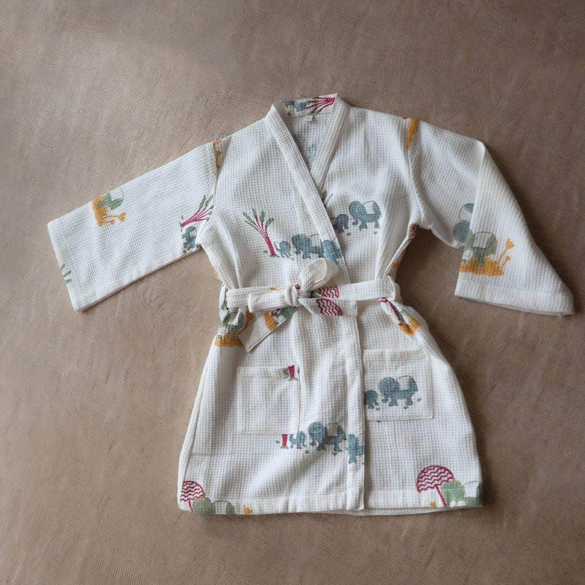 Organic Cotton Baby Bath Robe - Elle | Blue, Green, Yellow