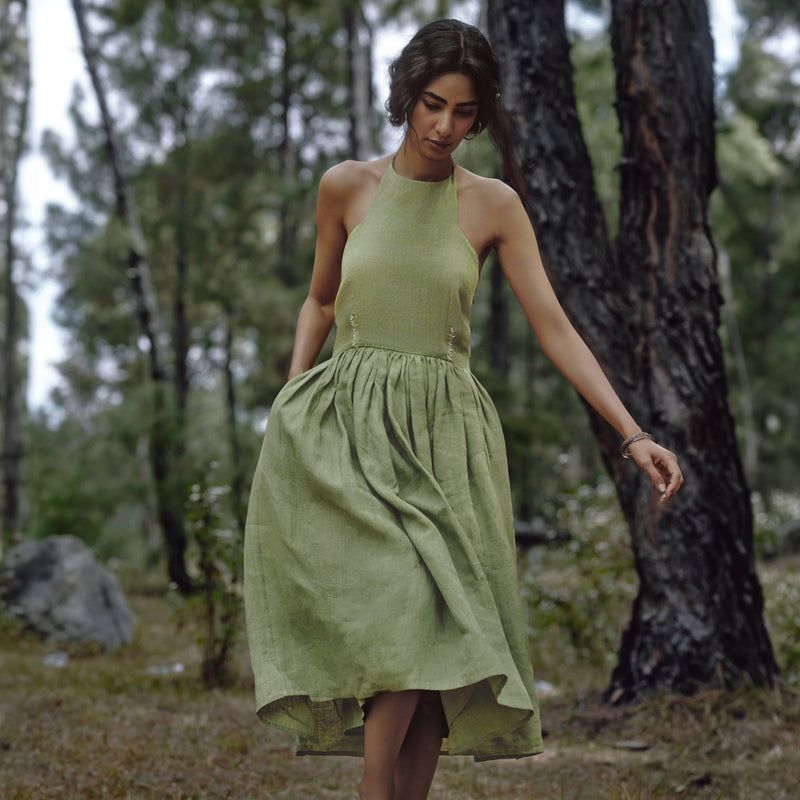 Titli Halter Dress - Sage Green