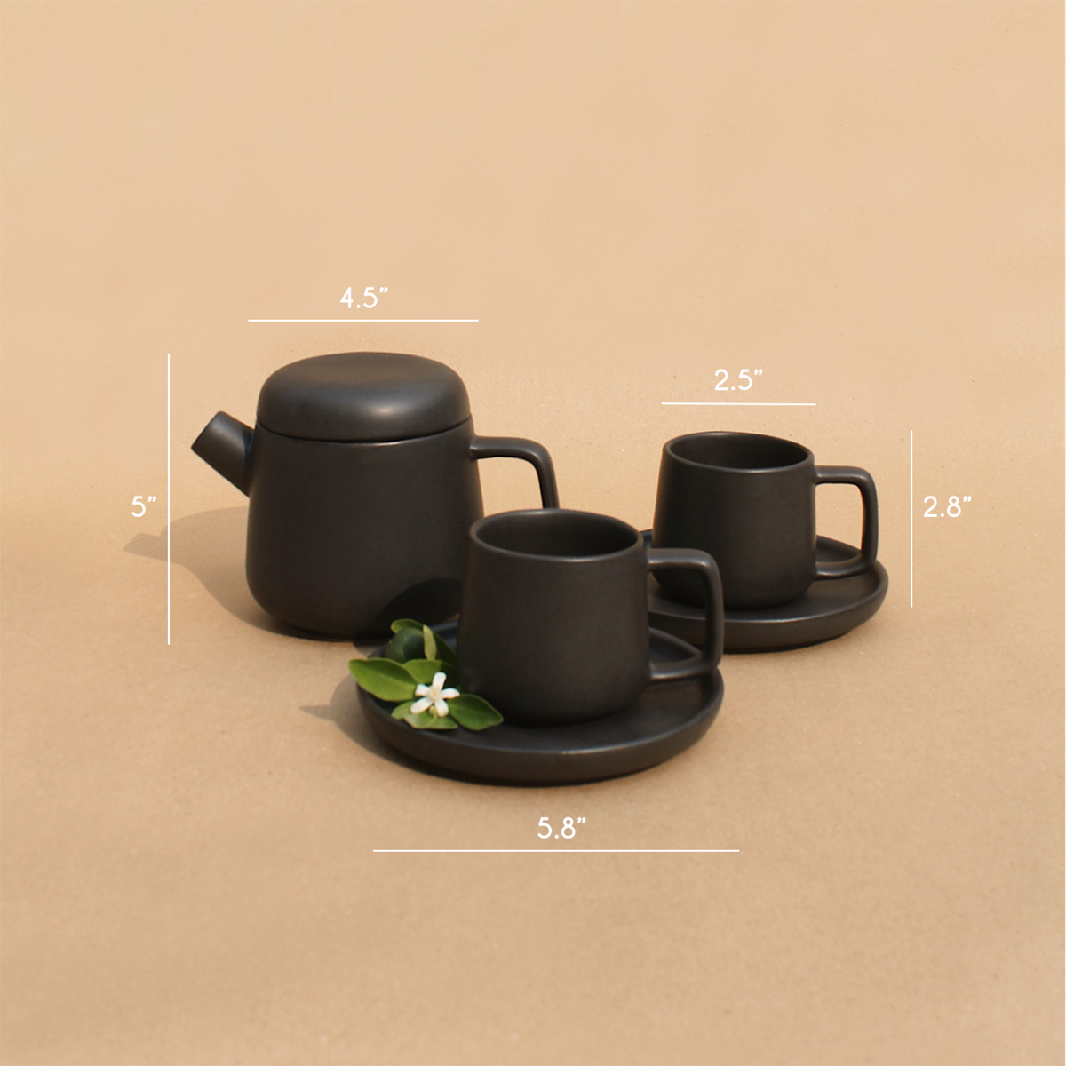 Kanso Tea Set with Gift Box (1 Tea Pot + 2 cups + 2 saucers)