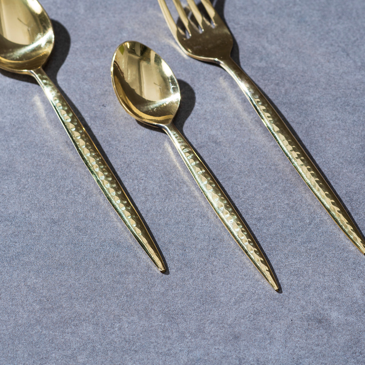 Brass Hammered Cutlery Set (Set of 4)