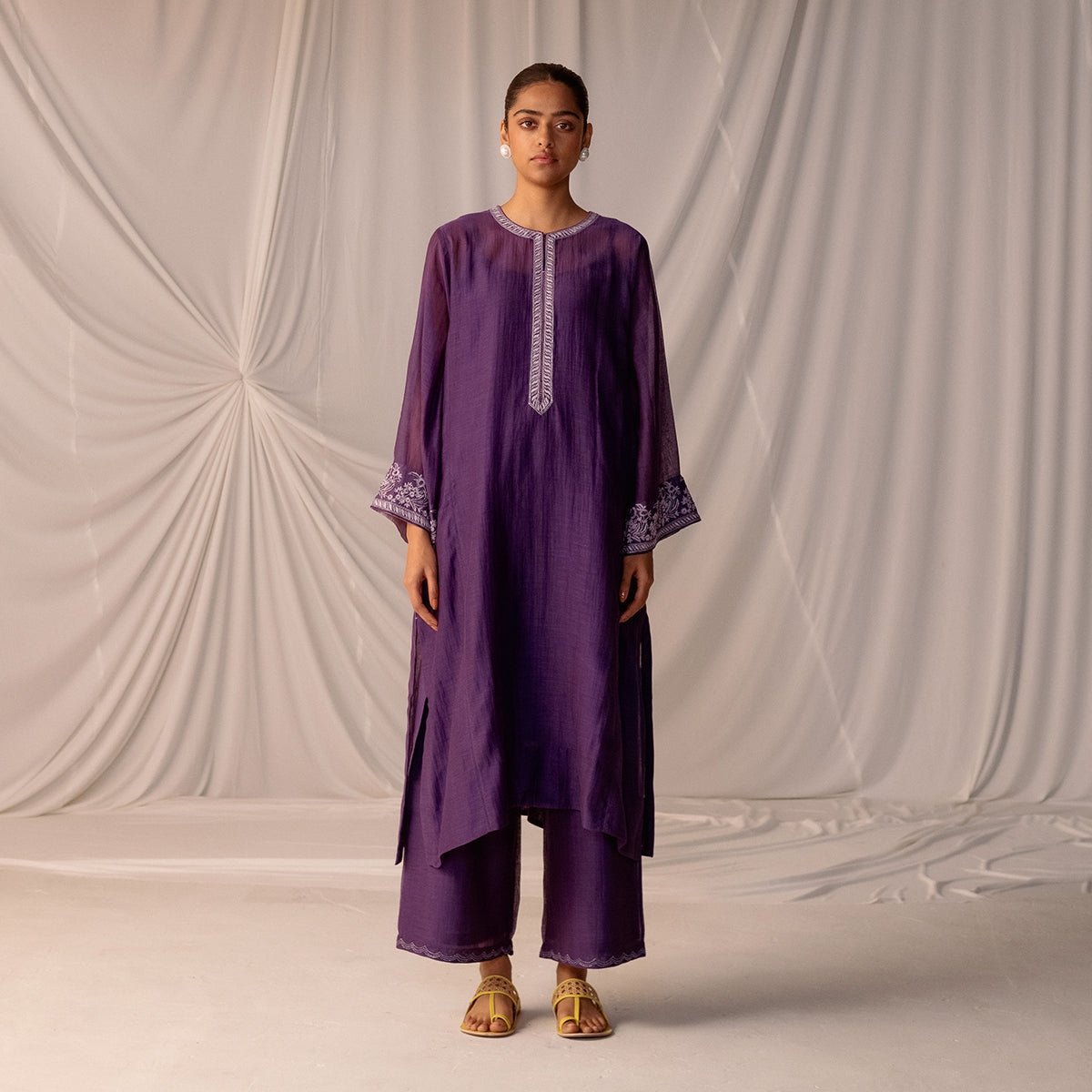 Grape  Embroidered Tunic & Trouser Set