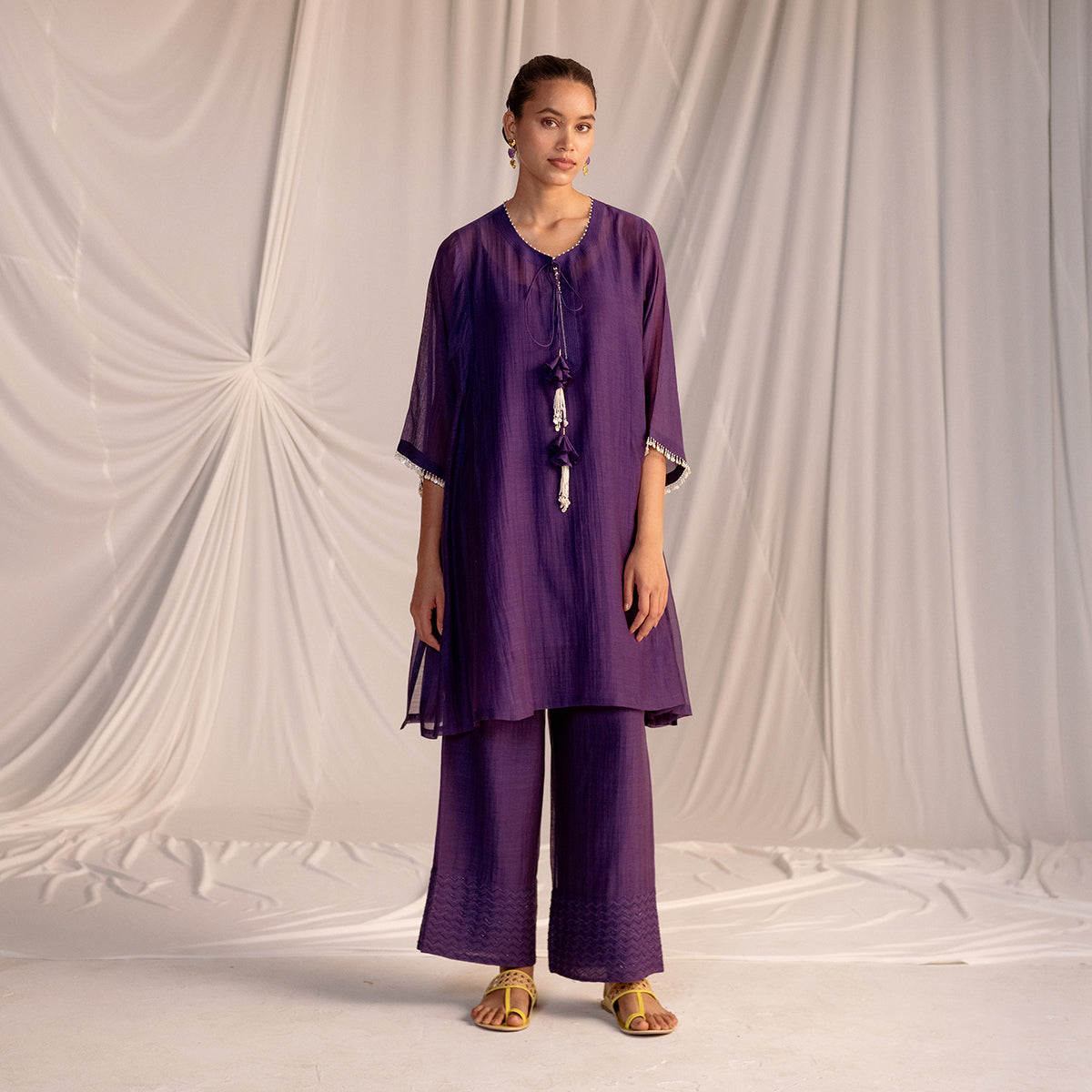 Grape  Embroidered Tunic & Trouser Set