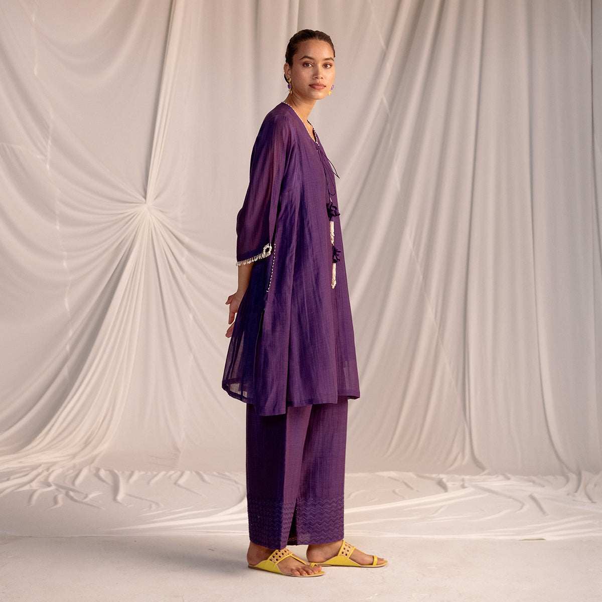 Grape  Embroidered Tunic & Trouser Set