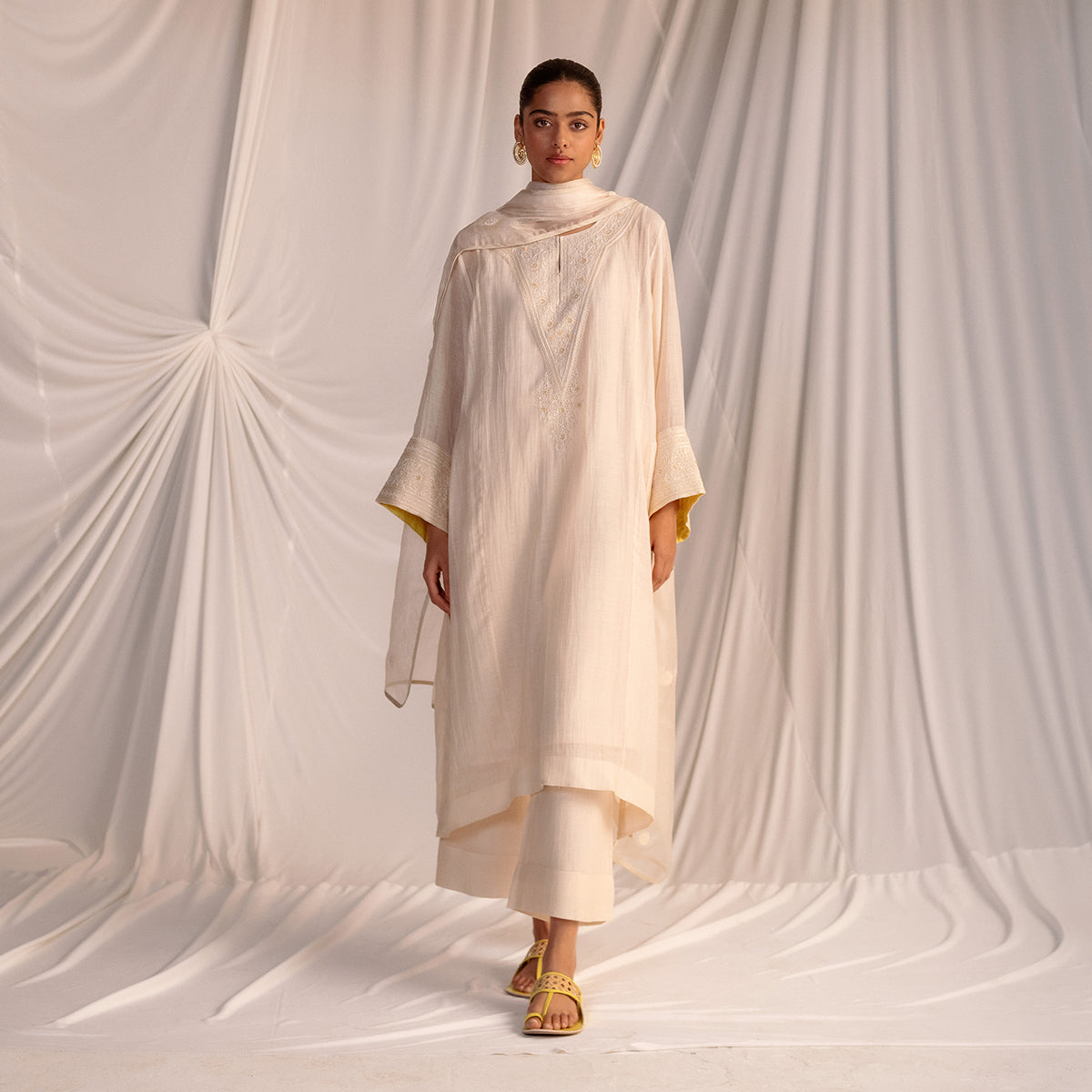 Champagne  Embroidered Tunic & Trouser Set