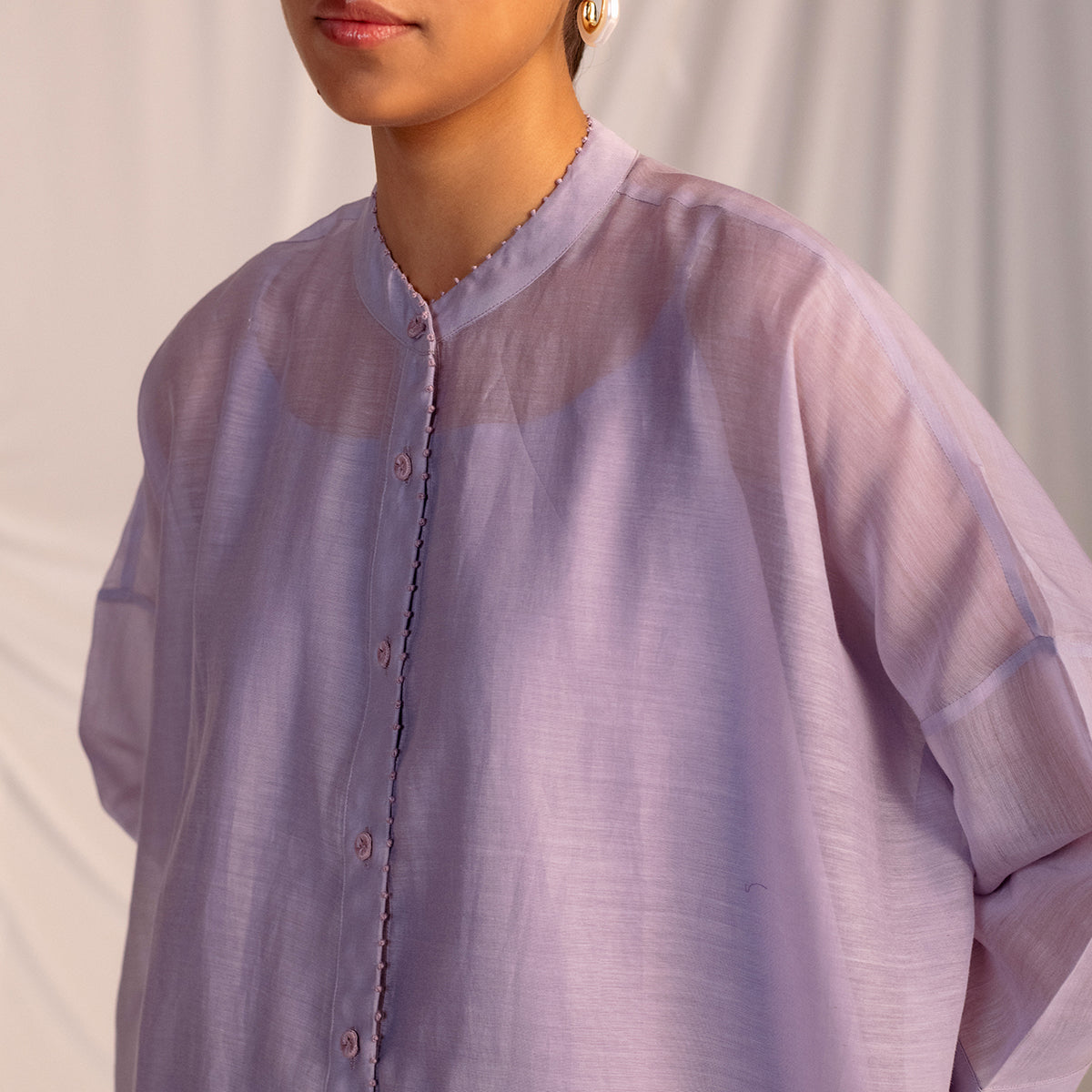 Violet Embroidered Tunic & Trouser Set