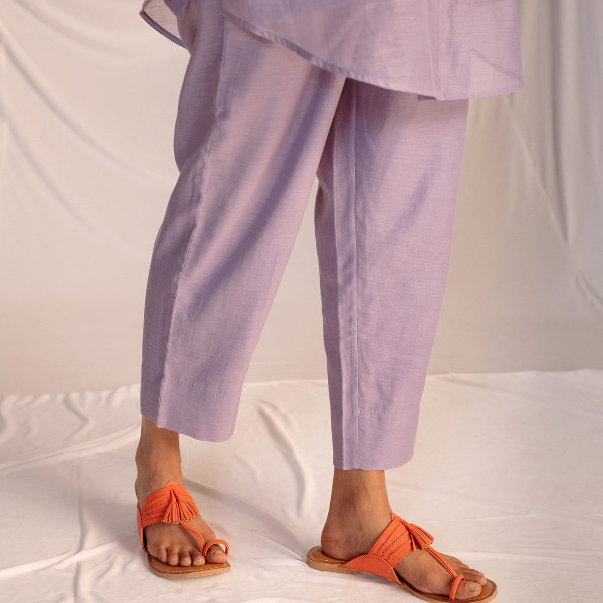 Violet Embroidered Tunic & Trouser Set