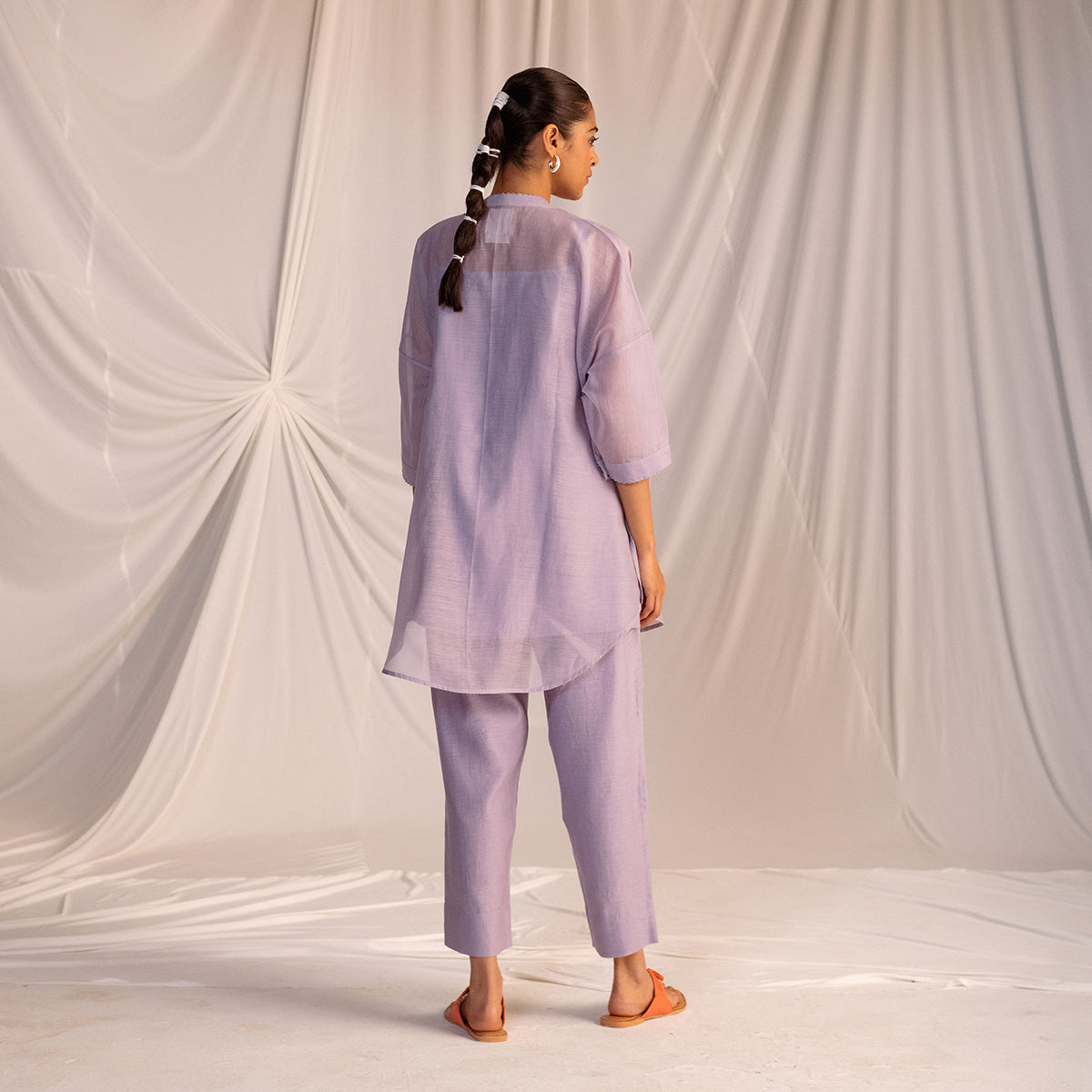 Violet Embroidered Tunic & Trouser Set