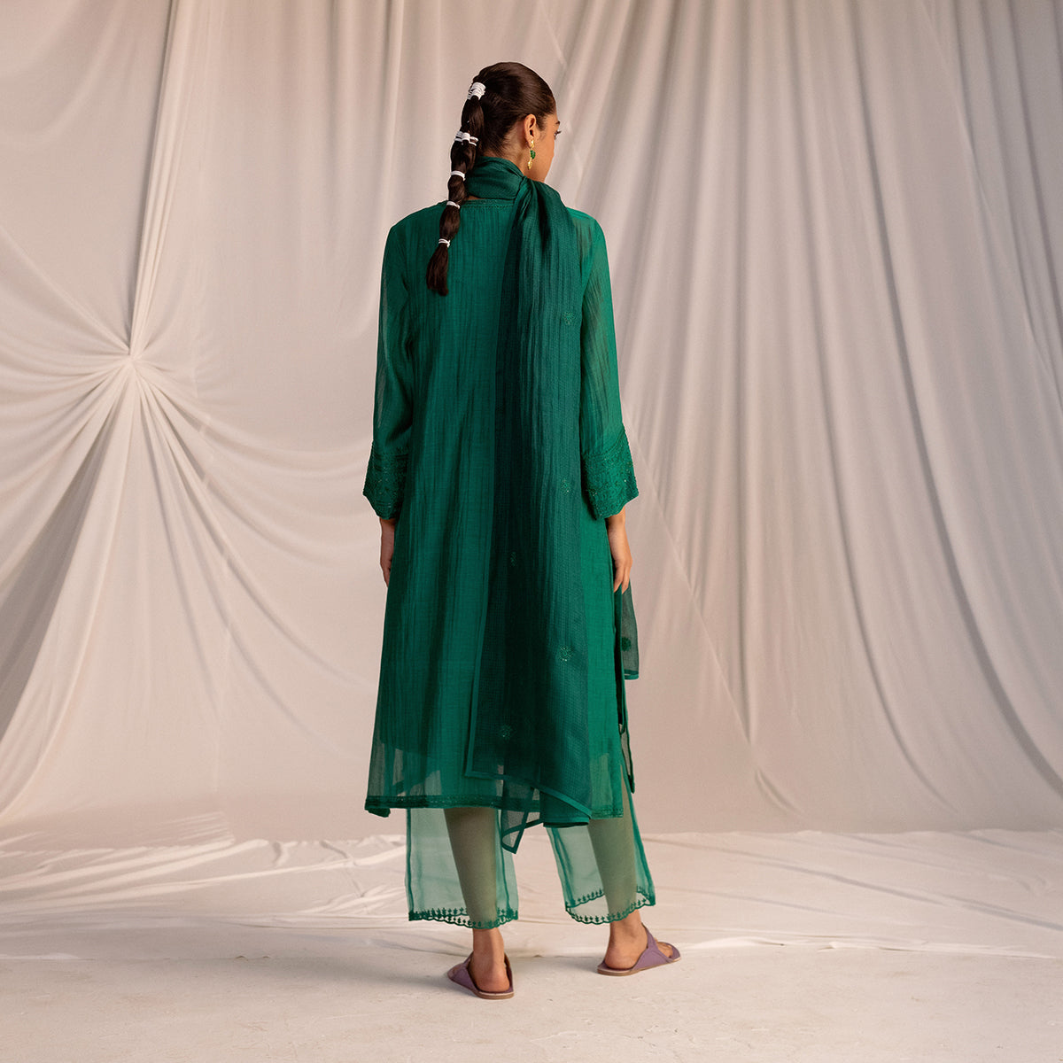 Evergreen Embroidered Tunic & Trouser Set