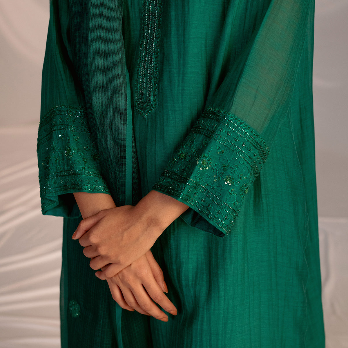 Evergreen Embroidered Tunic & Trouser Set