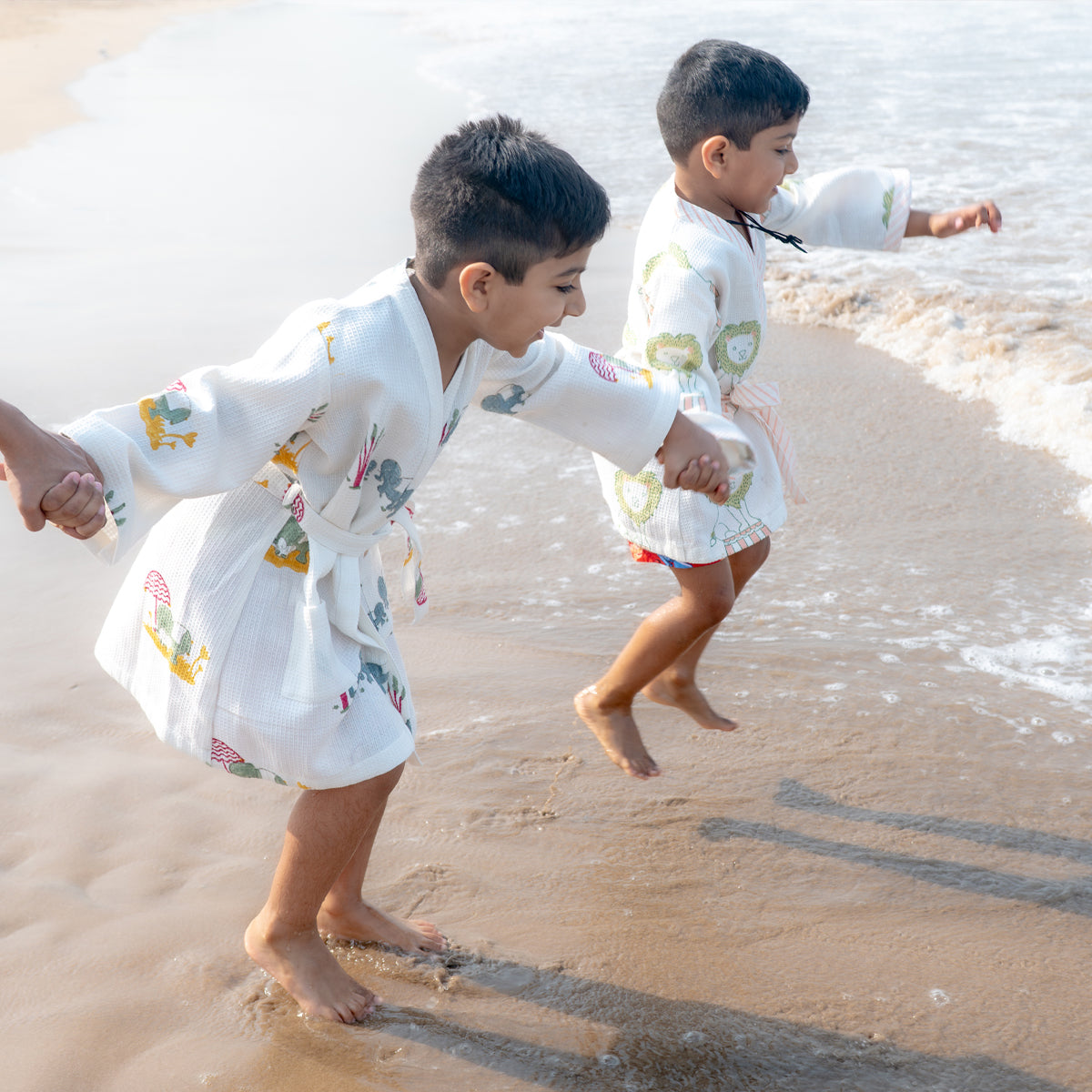 Organic Cotton Baby Bath Robe - Circus | Peach