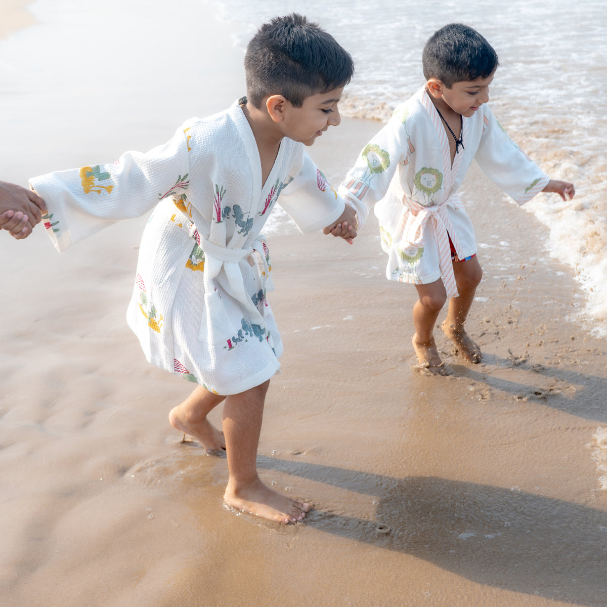 Organic Cotton Baby Bath Robe - Elle | Blue, Green, Yellow