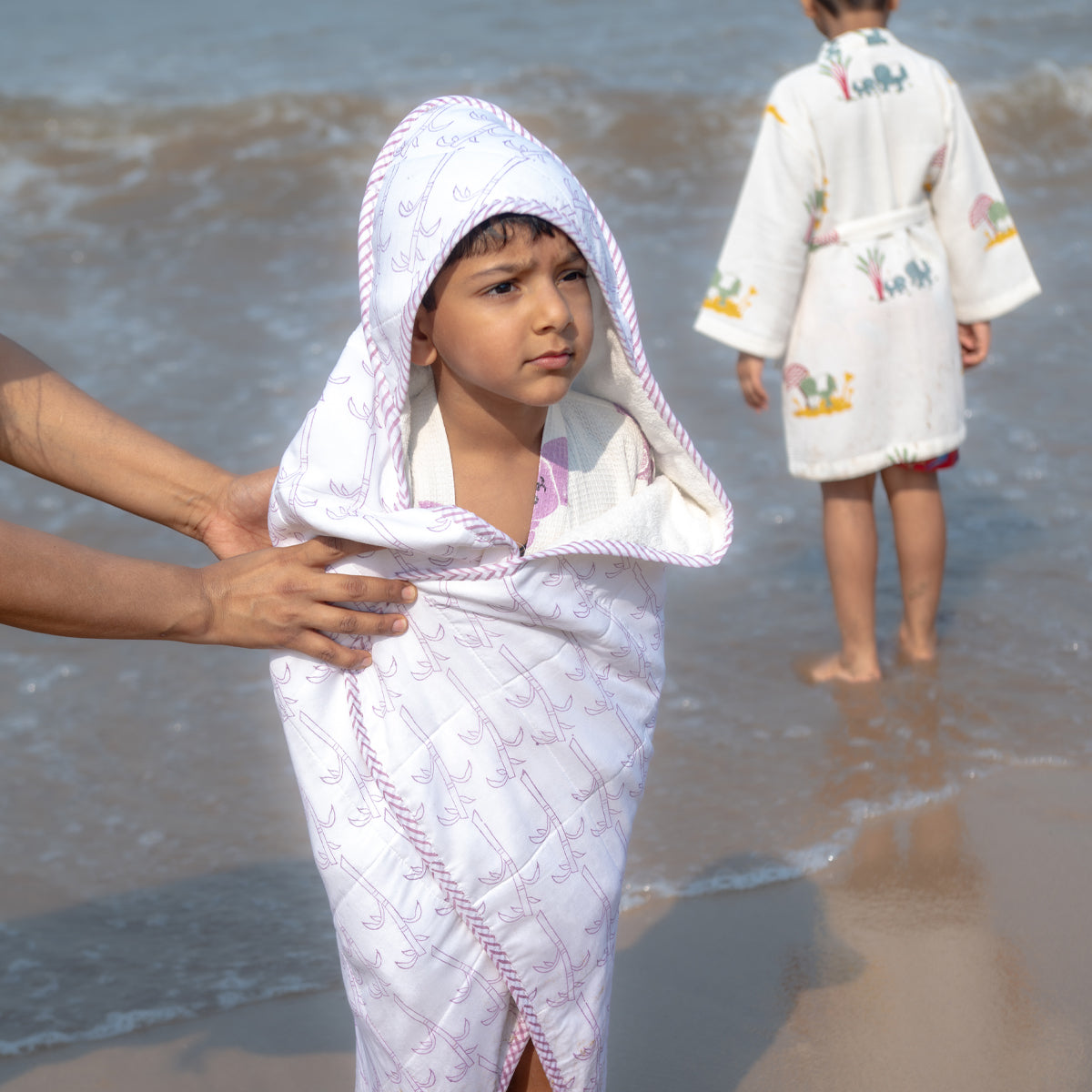 Baby Hooded Towel | Pure Cotton Terry - Tree | Purple