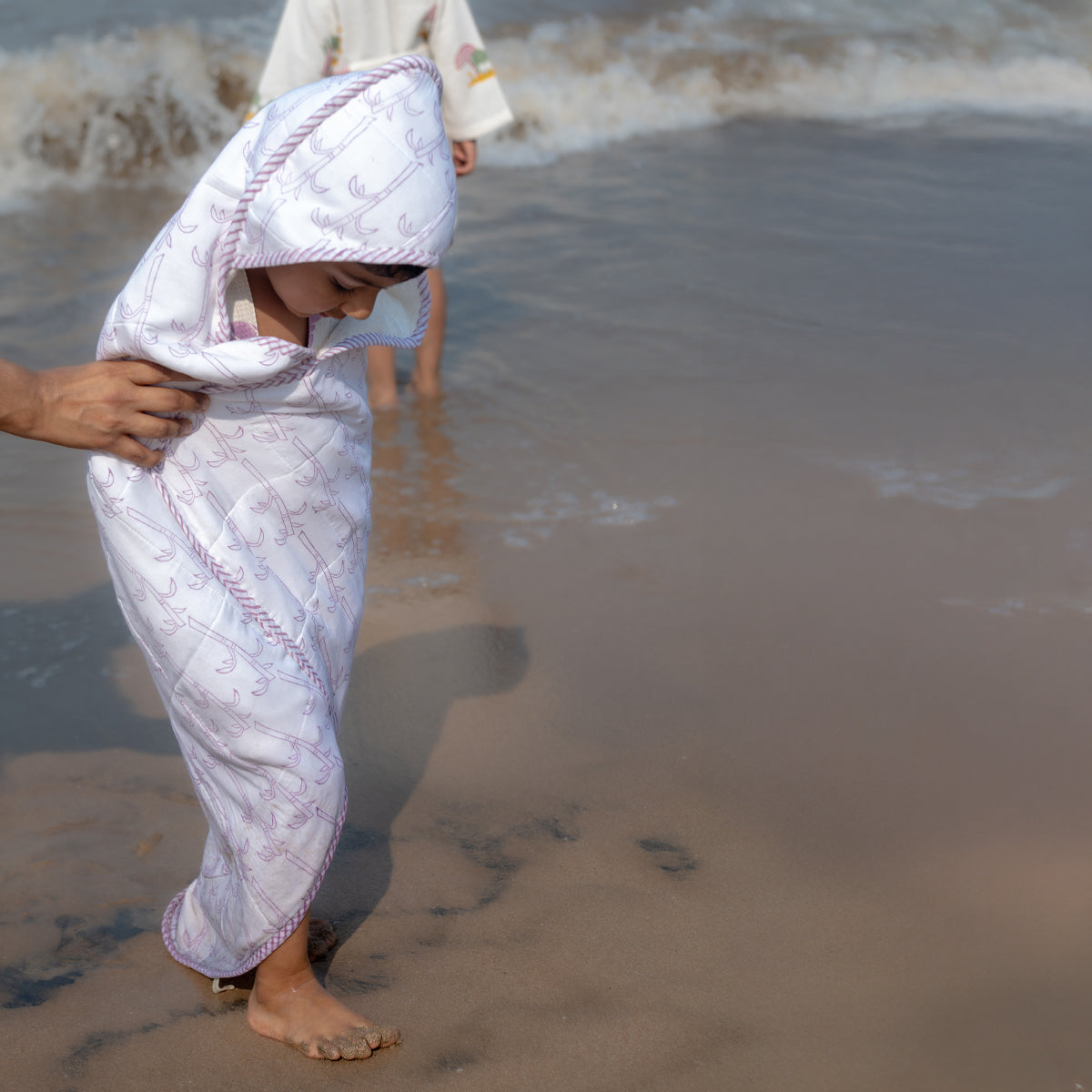 Baby Hooded Towel | Pure Cotton Terry - Tree | Purple