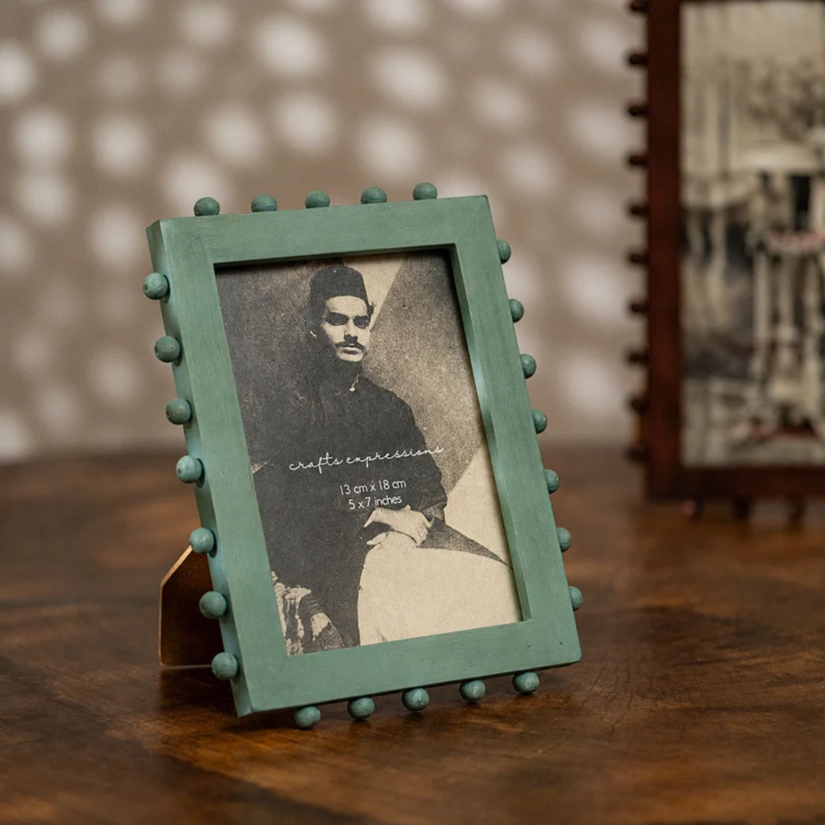 Beaded Wooden Photo Frame | Aqua Green | Holds 5x7 Inch Photo