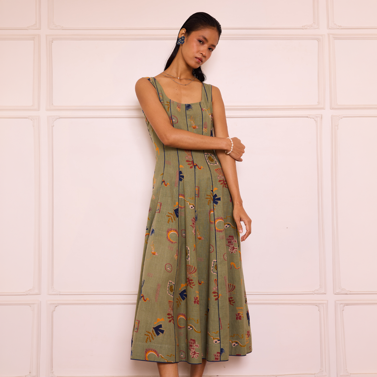 Bold Nights Handspun Handwoven Organic Cotton Maxi Dress