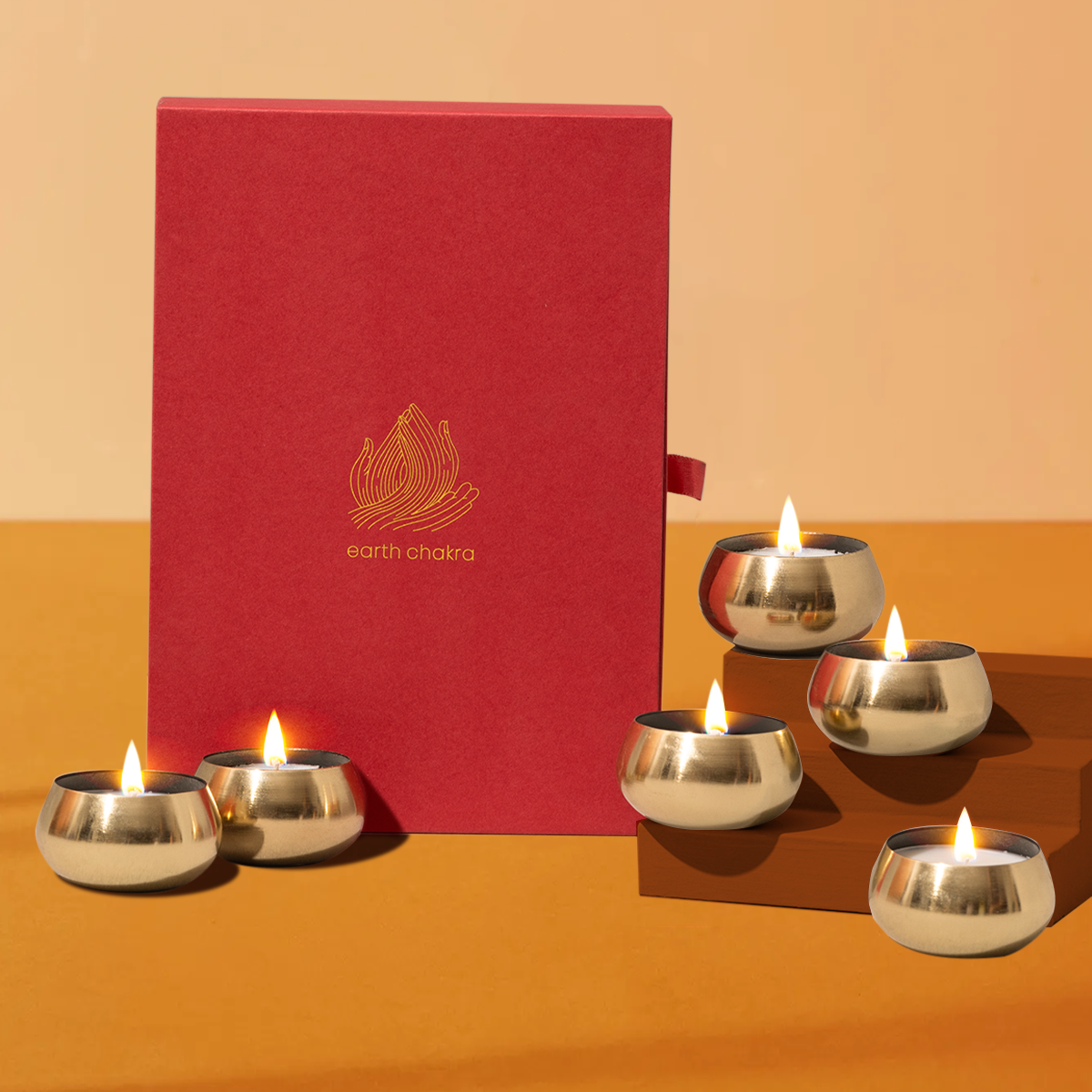 Gold Metal Small Candles | Set of 6 | Vanilla | Soy Wax Candles | Diwali Gift Box