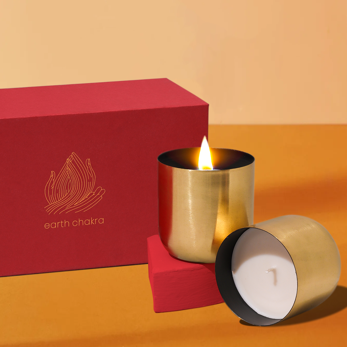 Brass Soy Wax Candles | Set of 2 | Lavender & Patchouli | Diwali Gift Box