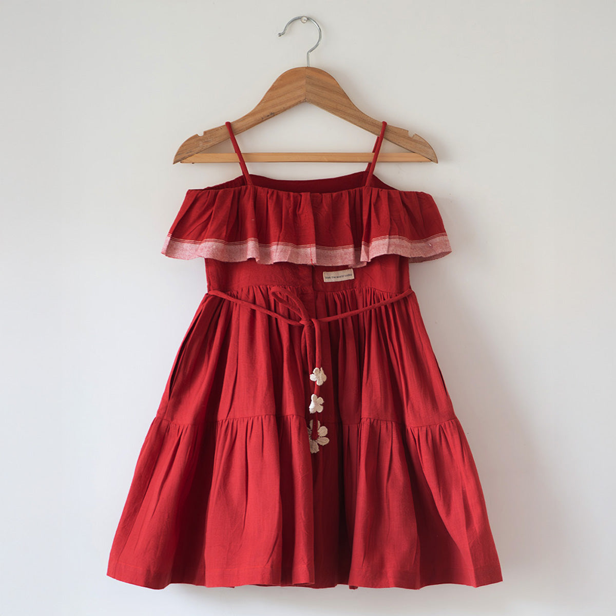 Fool’S Paradise Tiered Maxi Dress In Red Handwoven Cotton