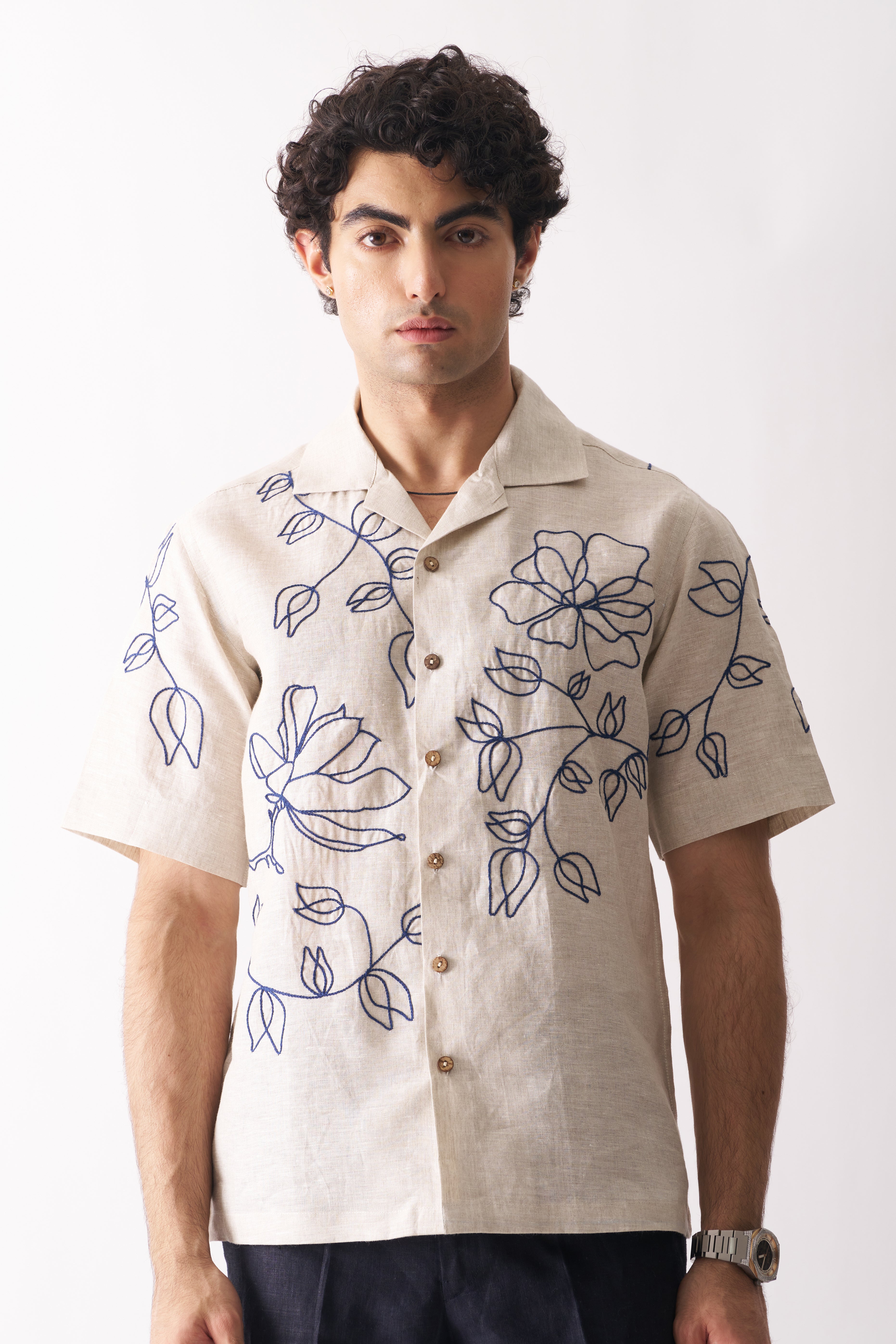 Floral Hand Embroidered Shirt