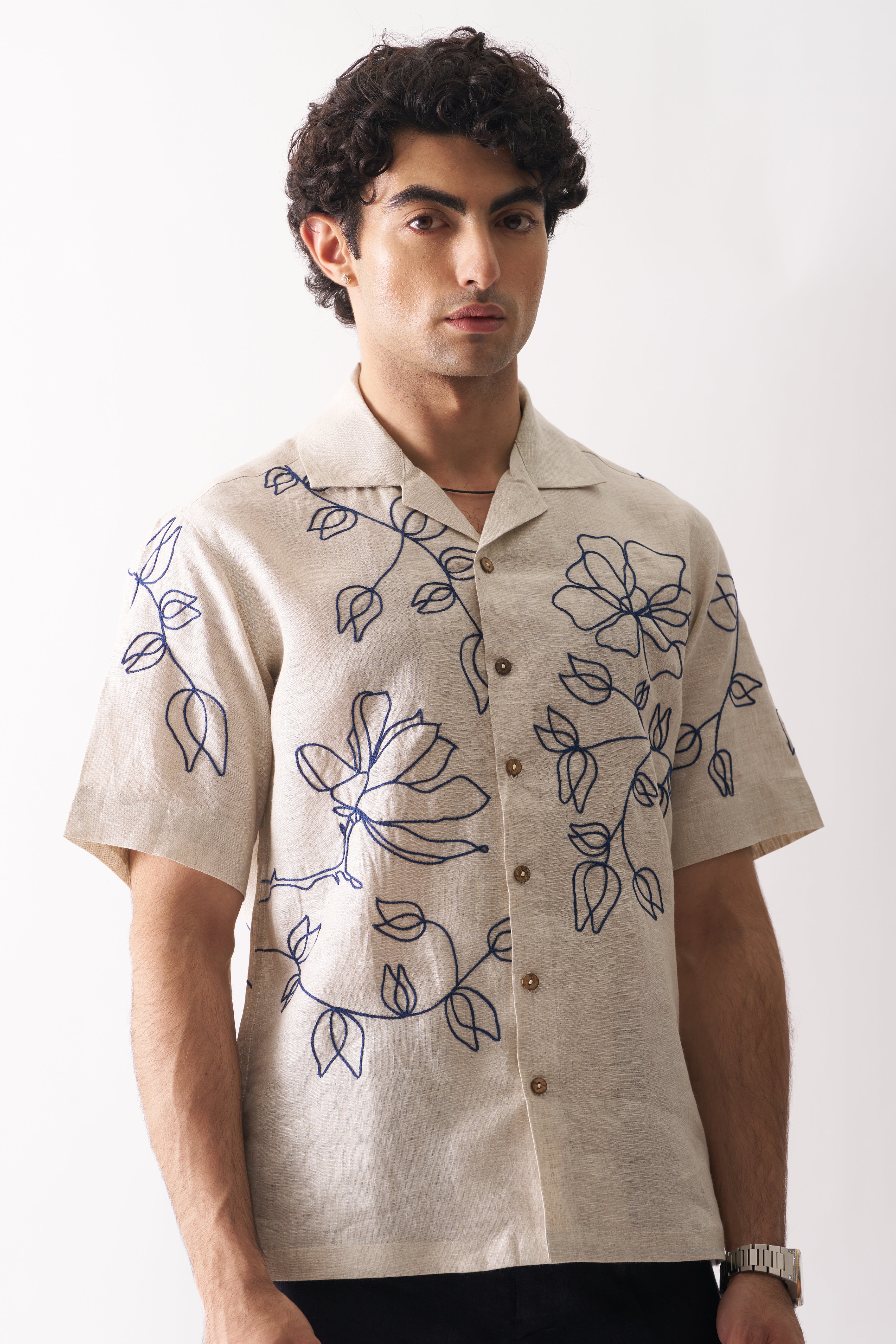 Floral Hand Embroidered Shirt