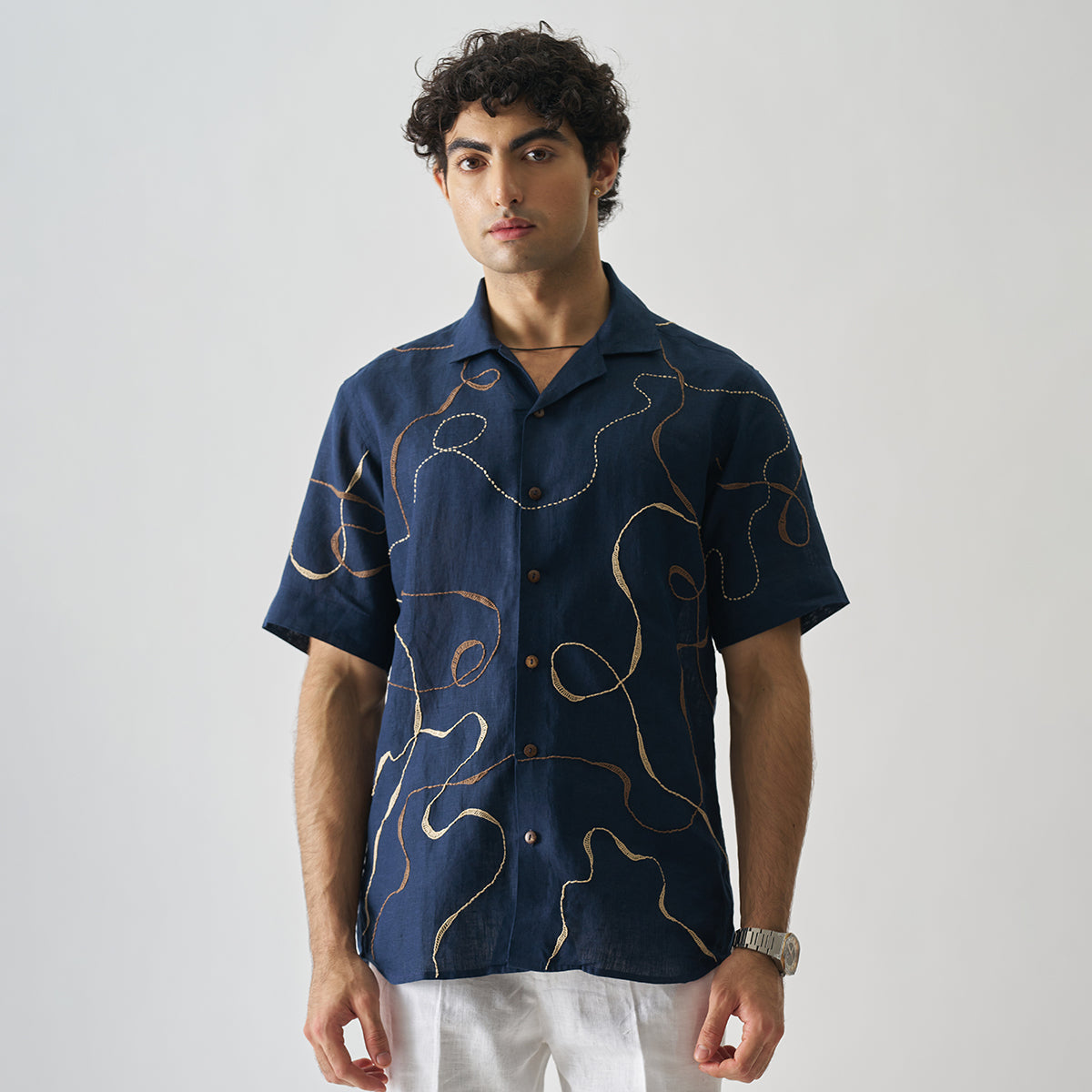 Imperial Accent - Hand Embroidered Unisex Linen Shirt