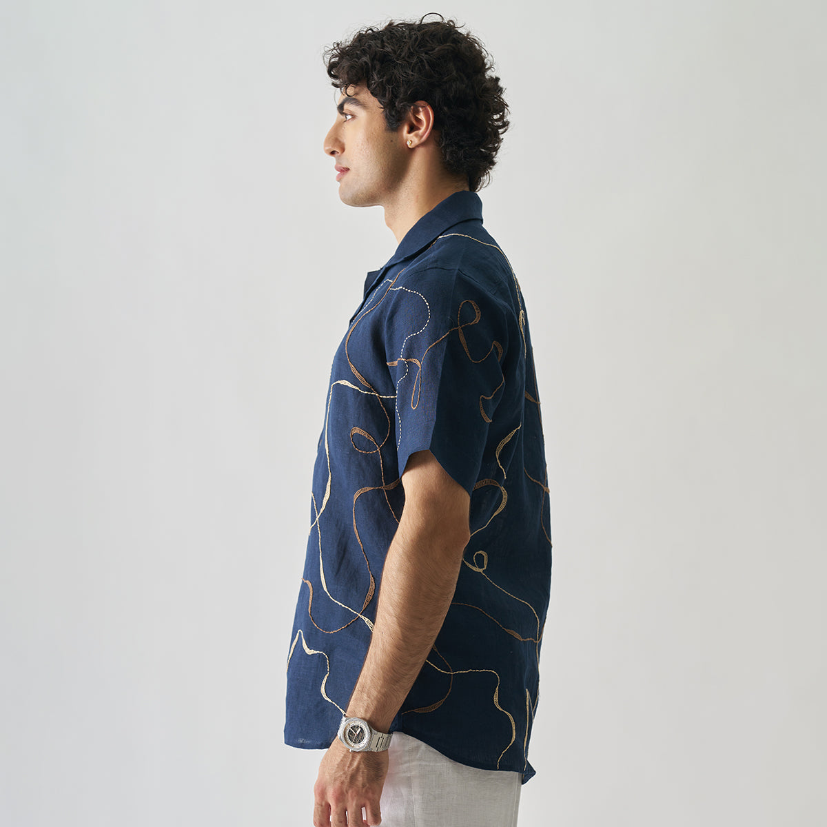 Imperial Accent - Hand Embroidered Unisex Linen Shirt